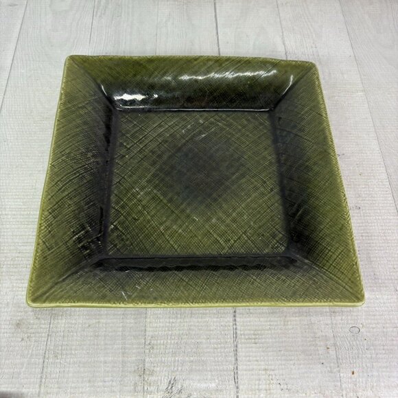 Home Target ASIAN LINEN Green Embossed Weave Square Stoneware Dinner Plate Set 3 - Picture 2 of 16